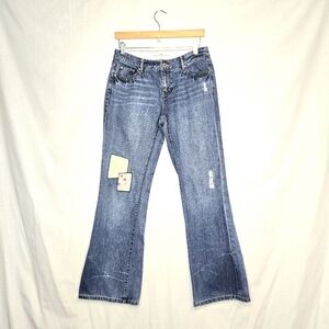 Tommy Hilfiger Low Rise Flare Patch Jeans. Blue, Size 6.